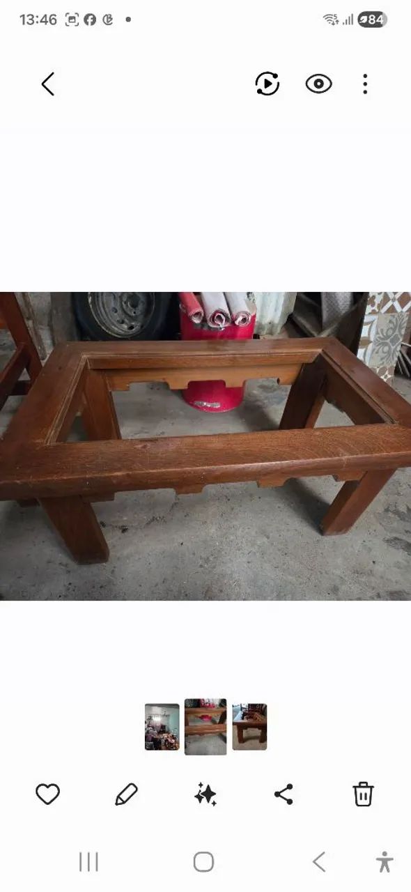 Mesa de Centro Antiga em Madeira Maciça Rústica (Pesada) - Foto 2