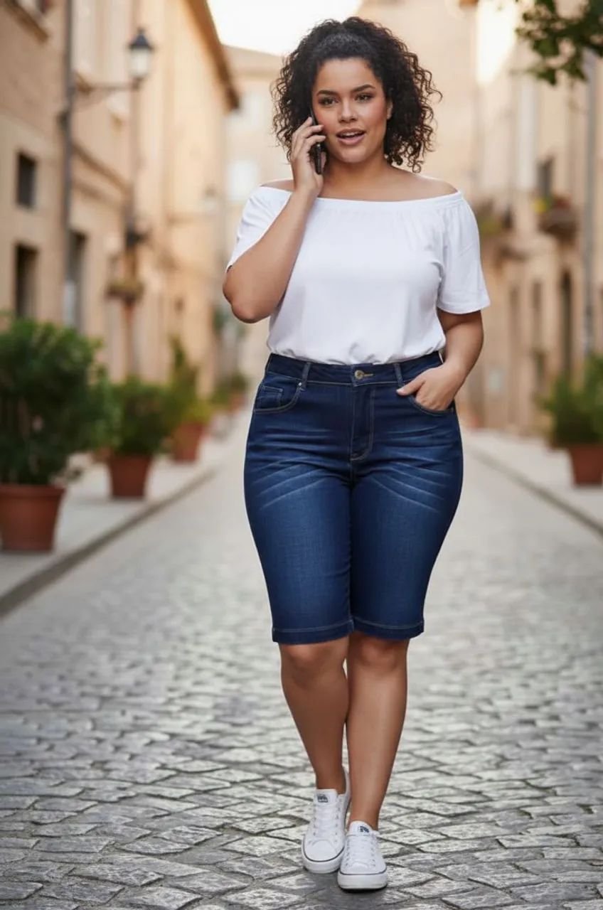 Bermuda Jeans Feminina Plus Size 46 - Oferta R$ 69 - Foto 5