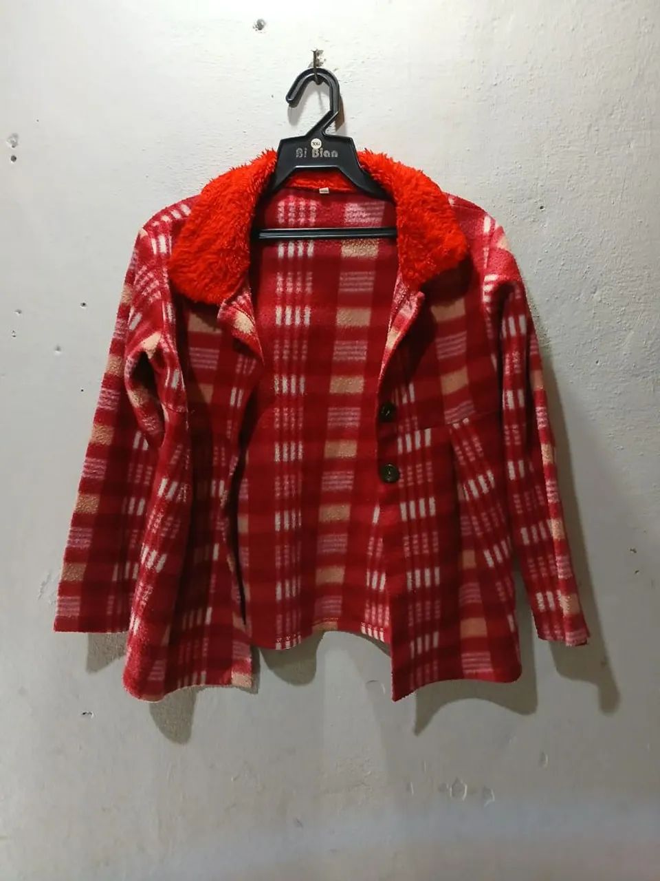 Casaco lã xadrez de frio infantil  - Foto 2