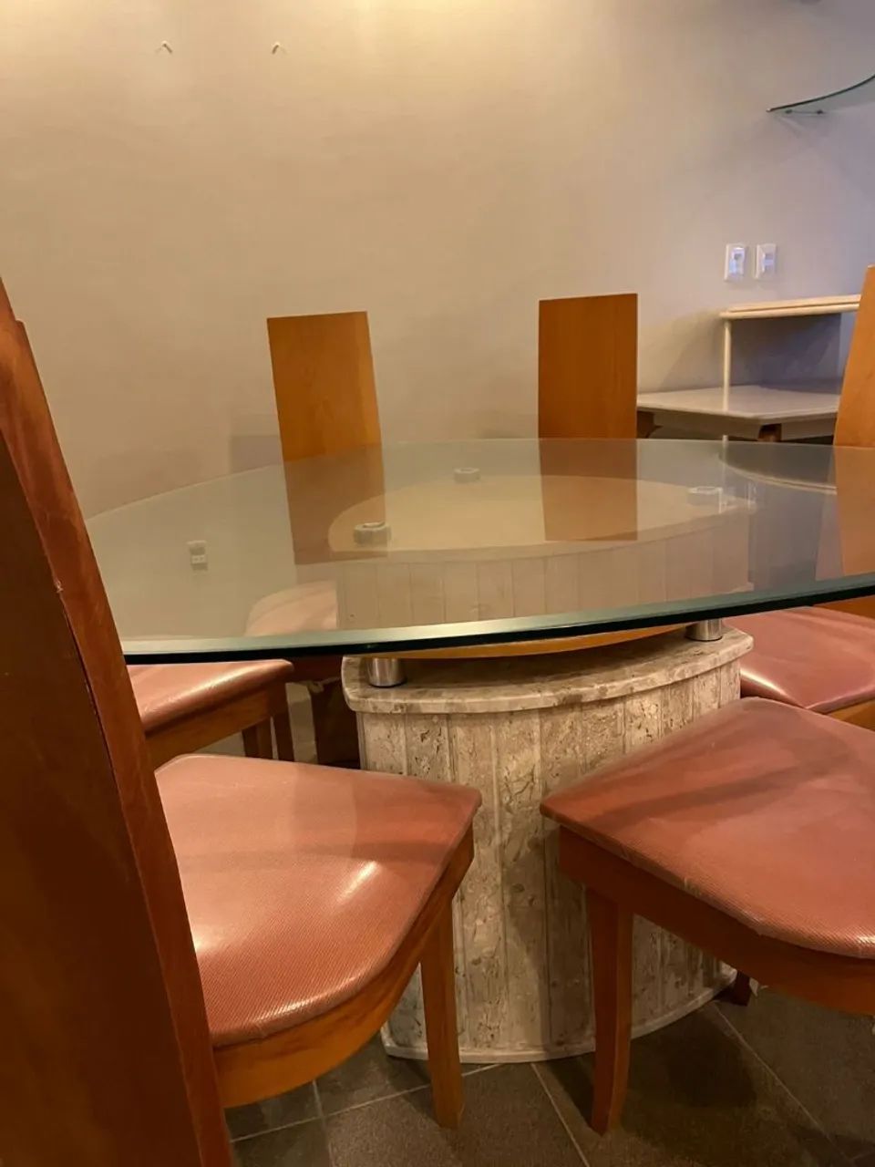 Mesa de Jantar Sofisticada com Tampo de Vidro + 6 Cadeiras em Madeira Maciça - Foto 2