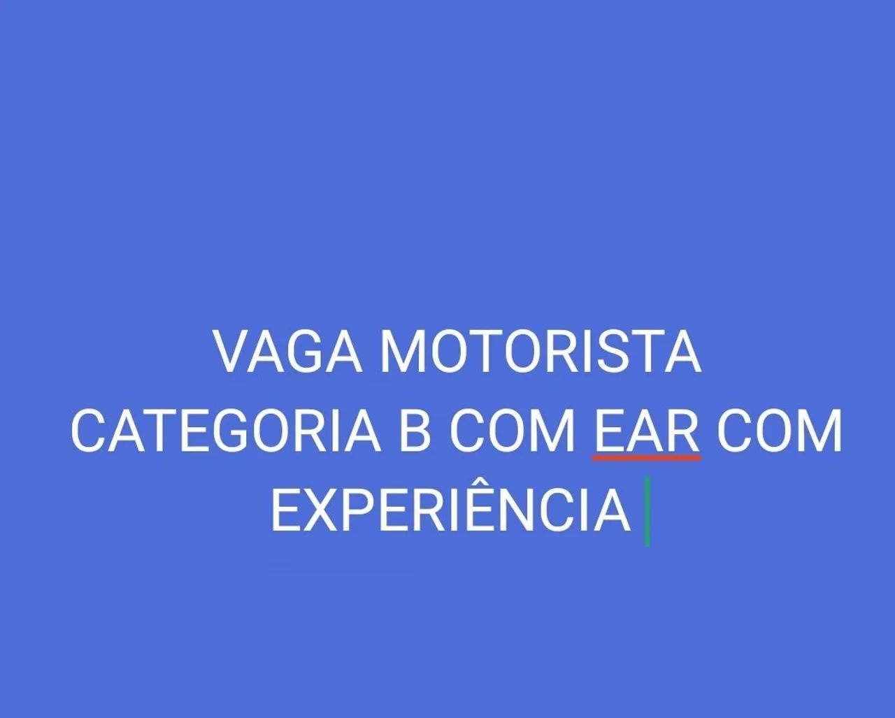VAGA MOTORISTA CAT B