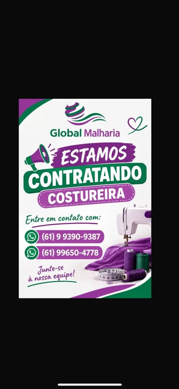 Contrata-se costureira 