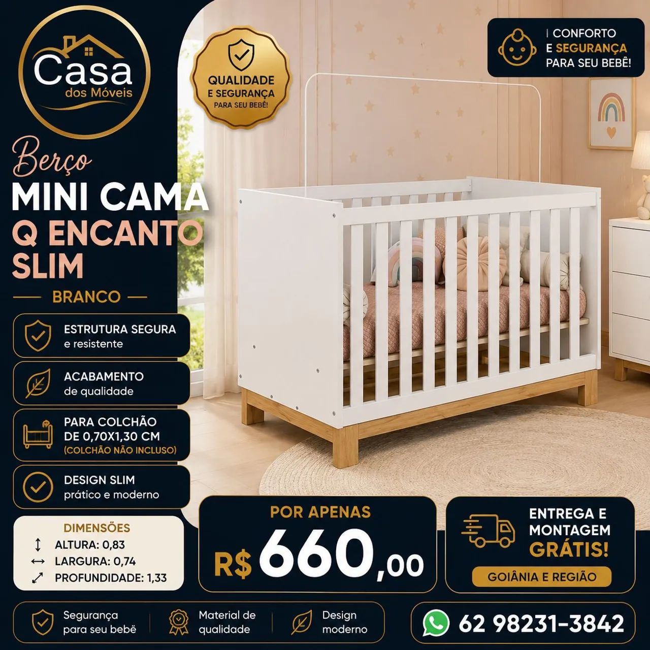 Berco Mini Cama Q Encanto Slim 