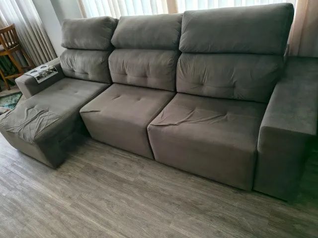 Sofá 3 Lugares Retrátil e Reclinável - 2,90m - Tecido Suede - Foto 5