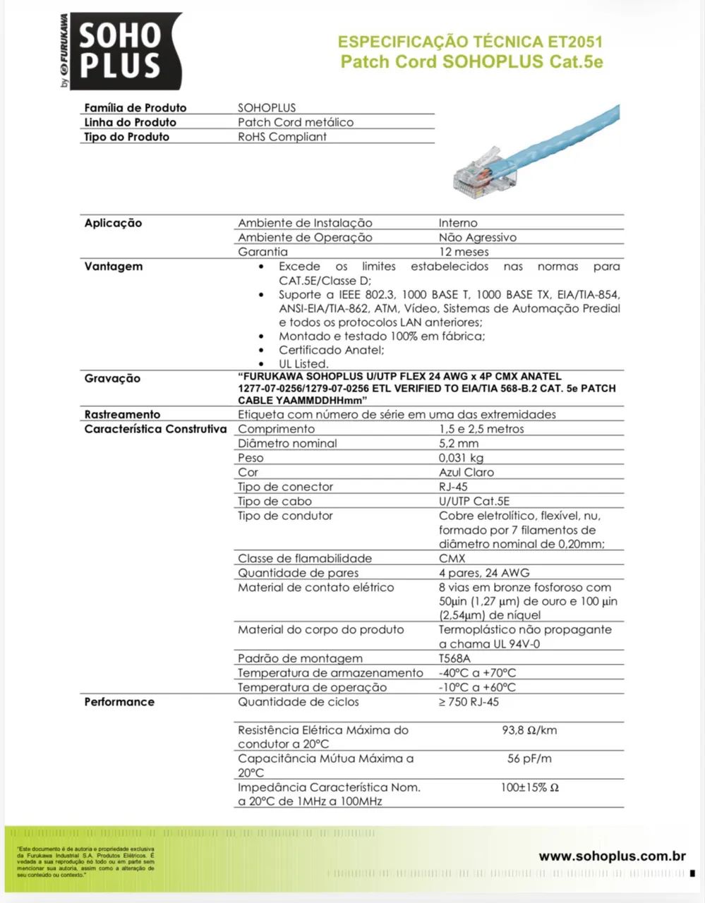 Patch Cord Furukawa Cat5e  - Foto 3