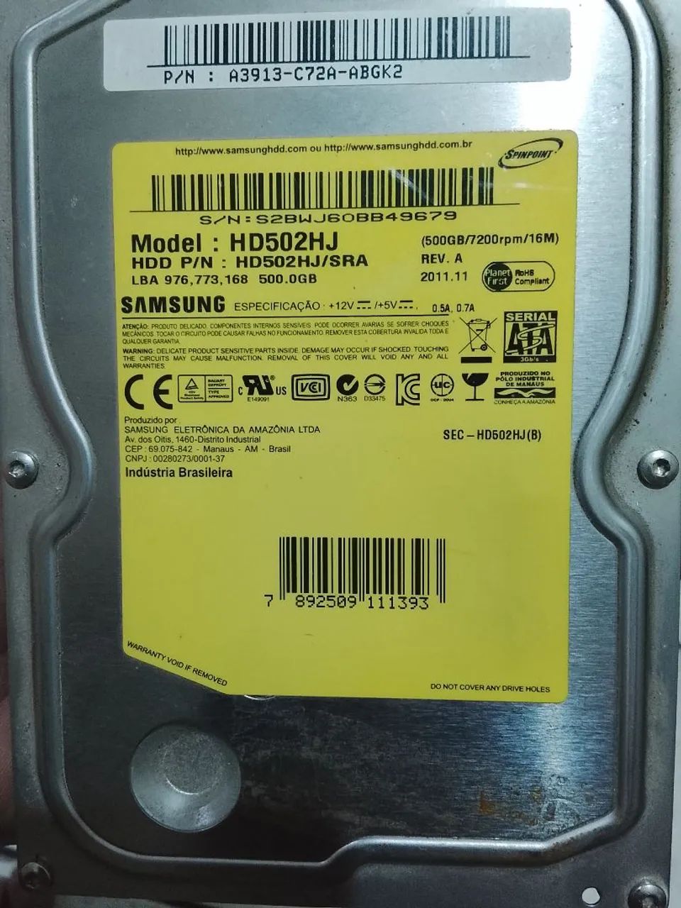Hd Samsung 500 gb