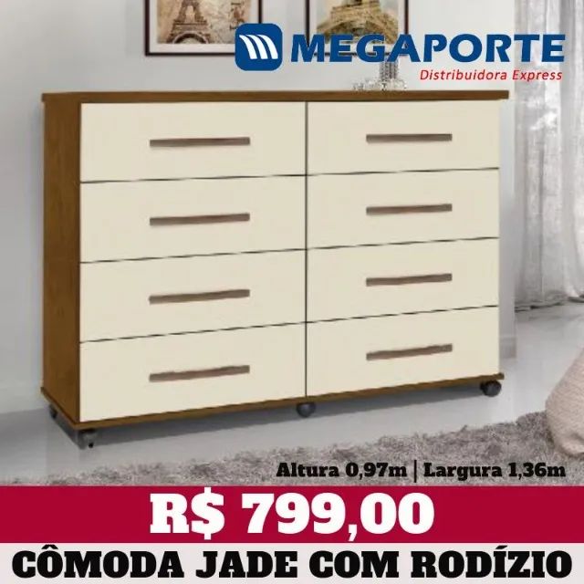 Cômoda com Rodízios 8 Gavetas (Novo) Entrega Grátis!  - Foto 2