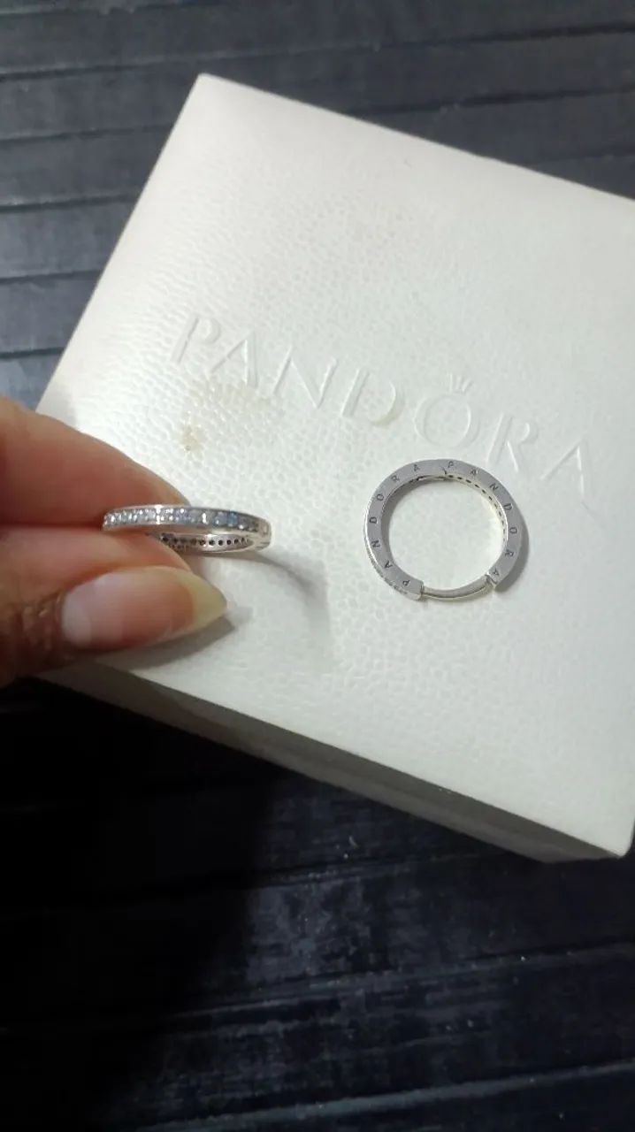 Brinco argola Pandora original prata 925 - Foto 2