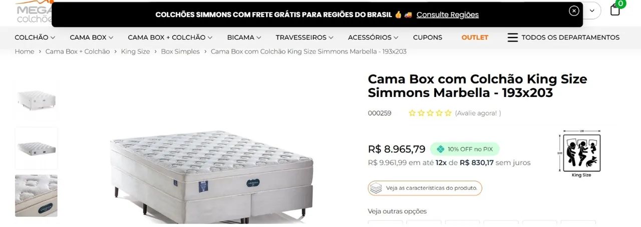 Cama Base + Colchão king size marbella 2,03x1,93  - Foto 2