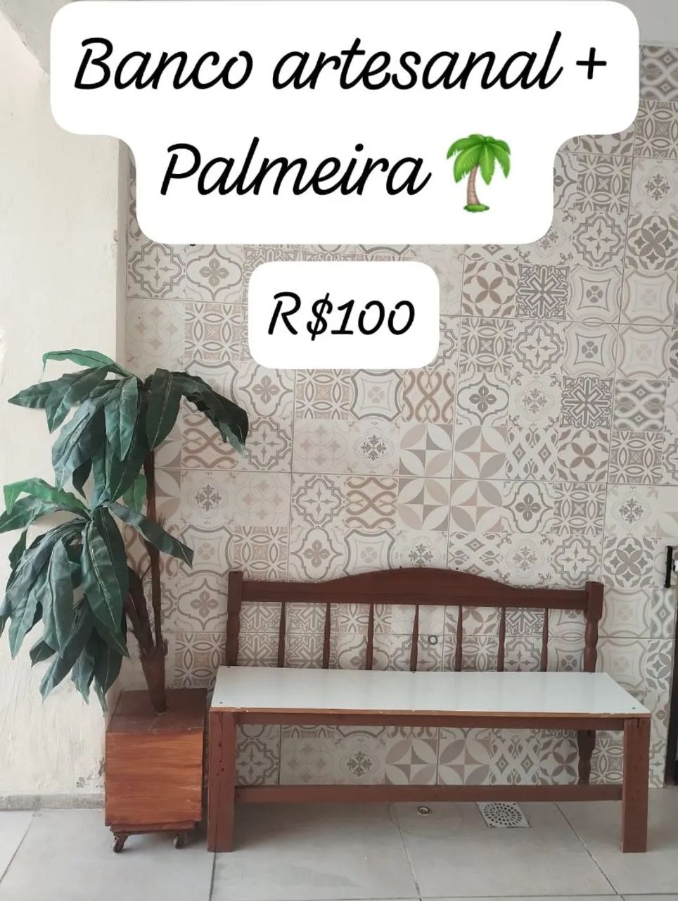 Banco Artesanal + palmeira