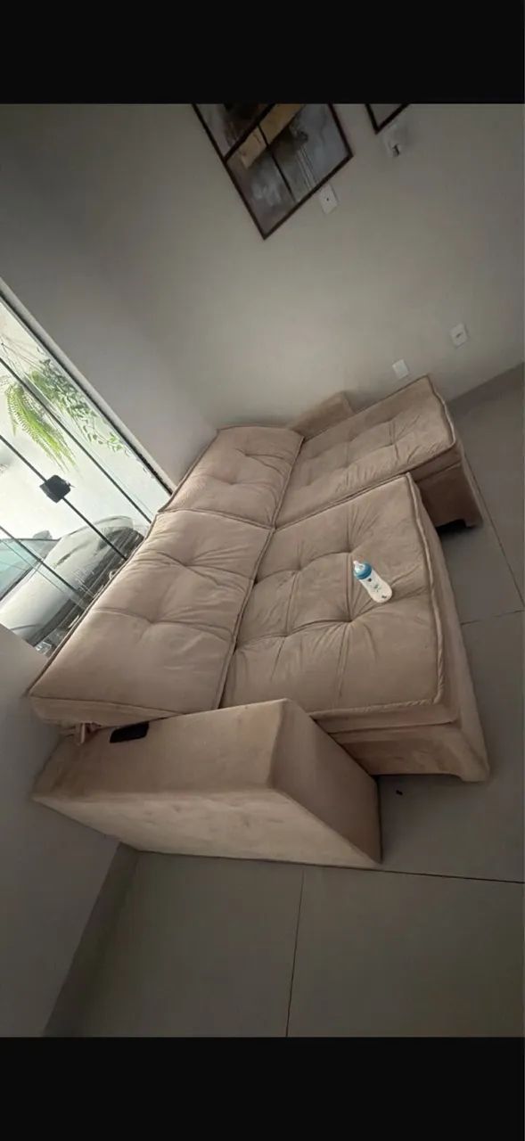 Sofa 3 metros reclinável retrátil muito conservado - Foto 2