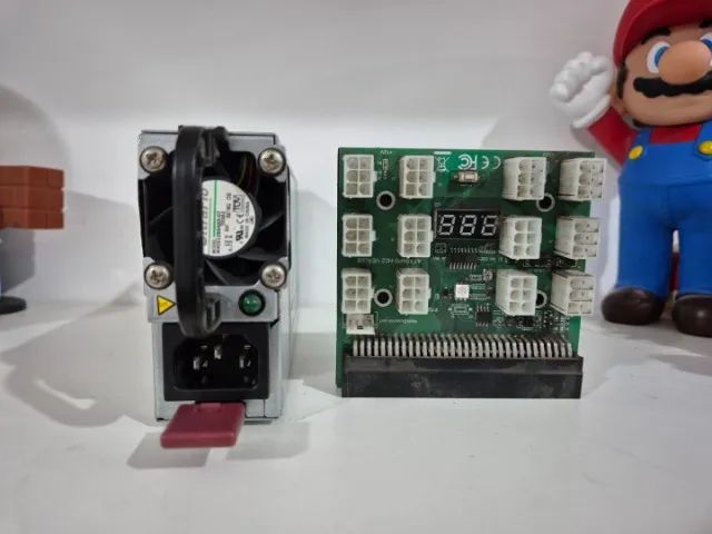 Fonte Servidor HP 1200W 12V + Breakout Board PCI-E - Mineração / GPU