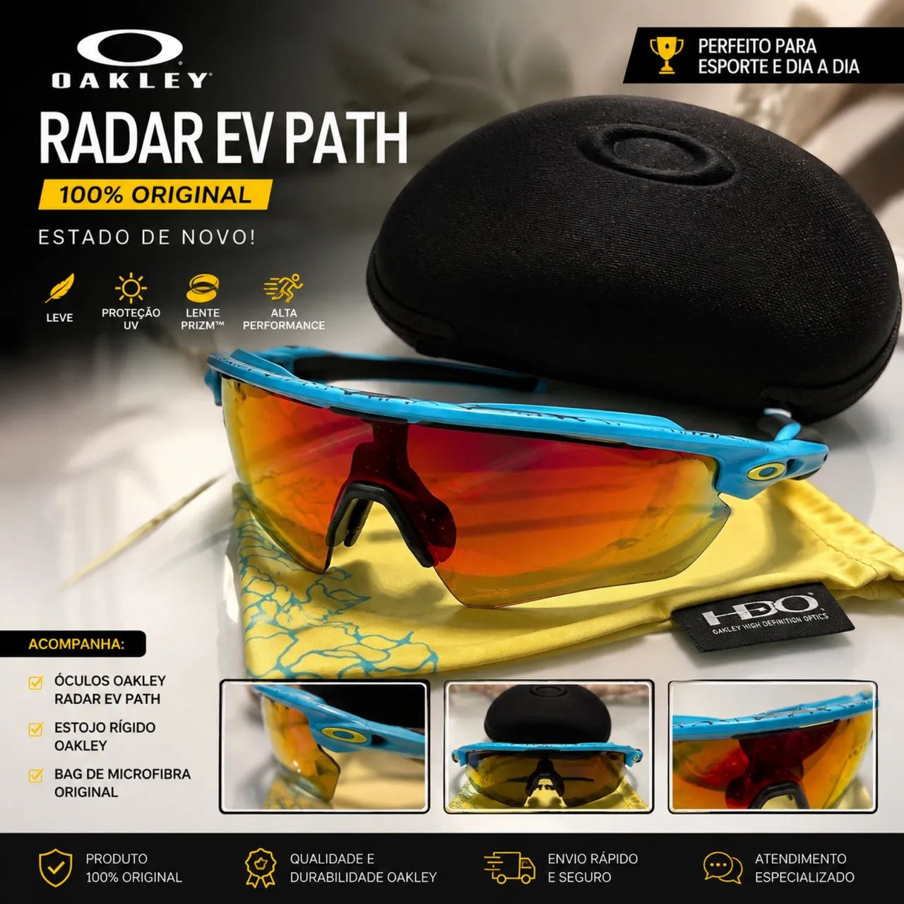     Óculos Oakley Radar EV Path Original Prizm - Impecável Completo