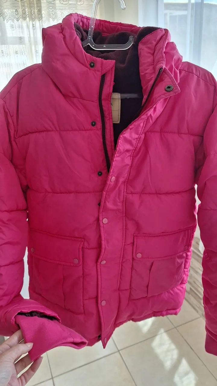 Jaqueta puffer rosa