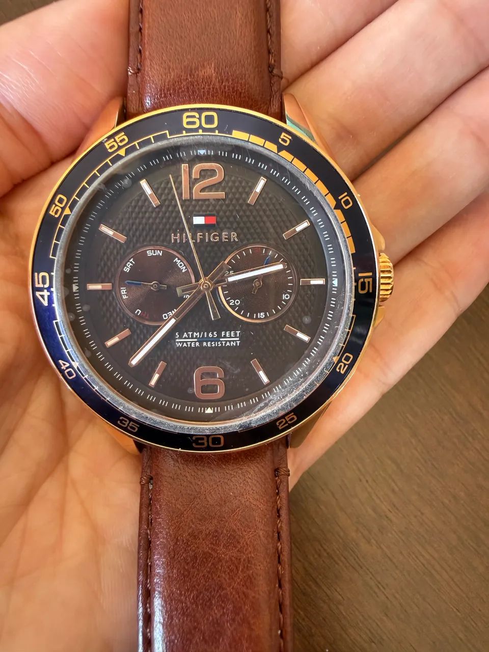 Relógio masculino Tommy Hilfiger pulseira de couro - Foto 4