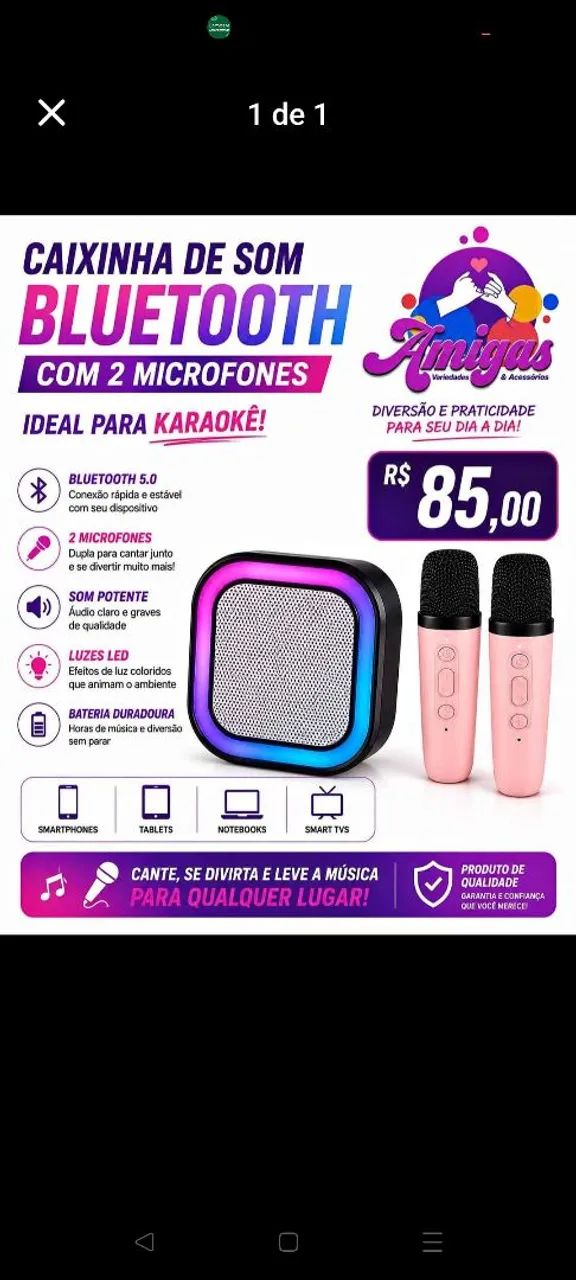 Caixinha de som Bluetooth com microfone  - Foto 4