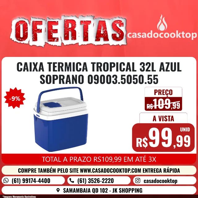 CAIXA TERMICA TROPICAL 32L AZUL SOPRANO 09003.5050.55