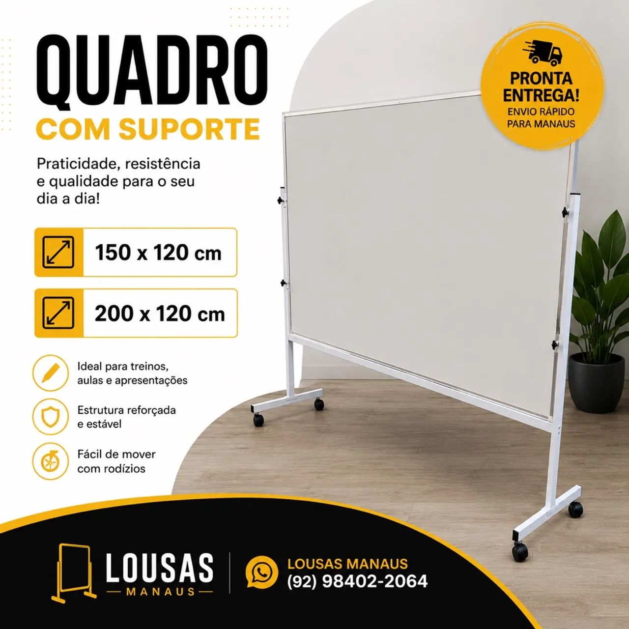 Quadro branco com rodas 