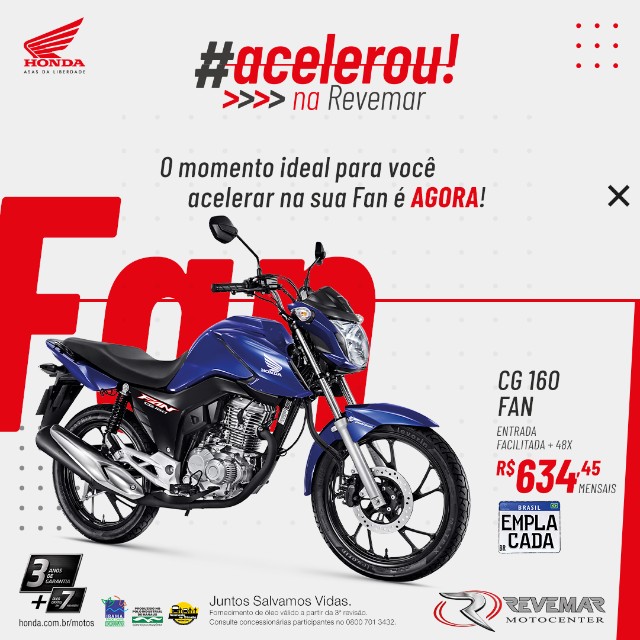 Honda CG fan 160 0km emplacada (oferta de financiamento) - Belém E Região