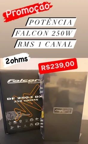 Potencia falcon 250.1 250w Rms 1 Canal Grave Mono Trio Bob Modulo Subwoofer - Foto 2