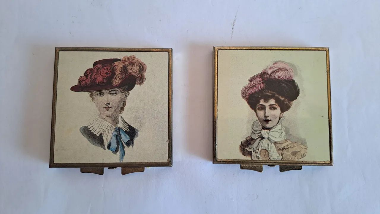 * MT Fabricadas entre 30's e 50's Duas Caixinhas Vintage para Pílulas, Estilo Vitoriano