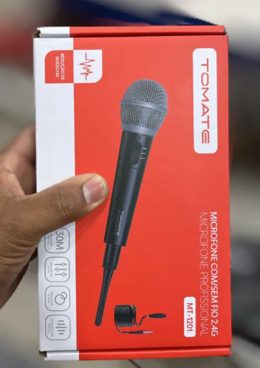 Microfone Sem Fio 2 Em 1 Usa Com Fio E Sem Fio Acompanha Cabo E Receptor