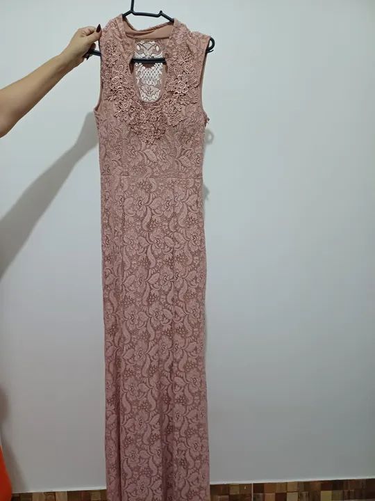 Vestido de renda rosa salmão - Foto 4