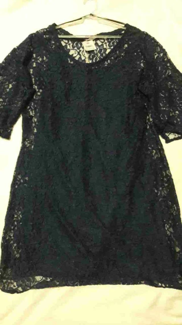 Vestido com renda azul marinho Viva - Foto 4