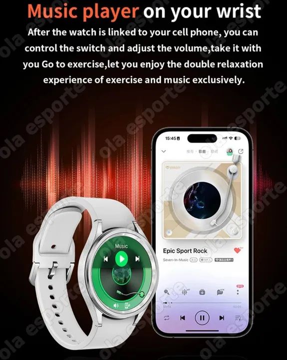 Smartwatch NFC Clássico - Display Amoled - Branco - Foto 4