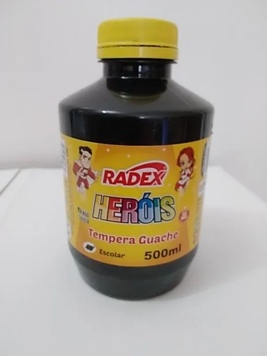 Tinta Guache Escolar Radex Pote 500ml Preto