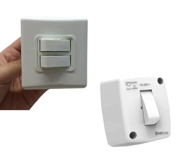 Conjunto Interruptor Sobrepor Simples, Duplo ou Paralelo 3 way