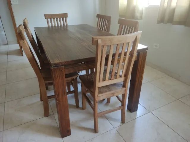 Mesa 6 Cadeiras Peroba Rosa Demolição Rustico Muito Lindo Retangular