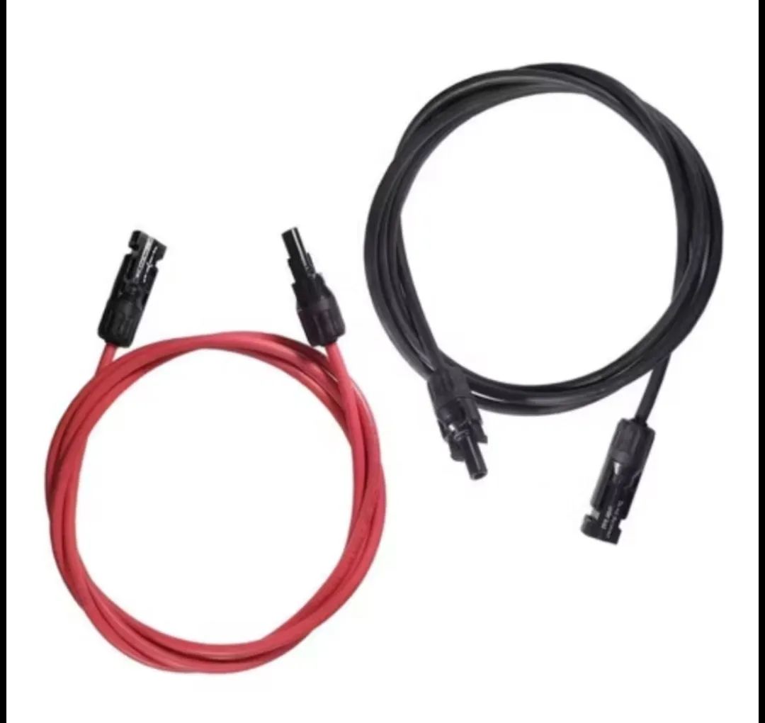 Cabo solar 4mm Com mc4 P/ extensão - 1,5m preto + 1,5m vermelho