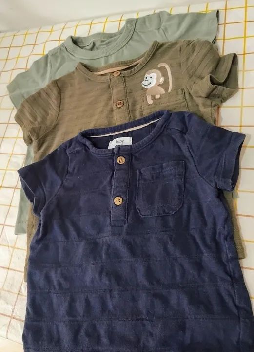 3 camisetas para bebês de 1 ano