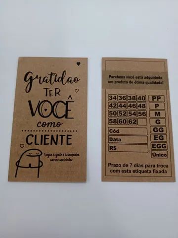 Tags - Etiqueta - Roupas e Calçados