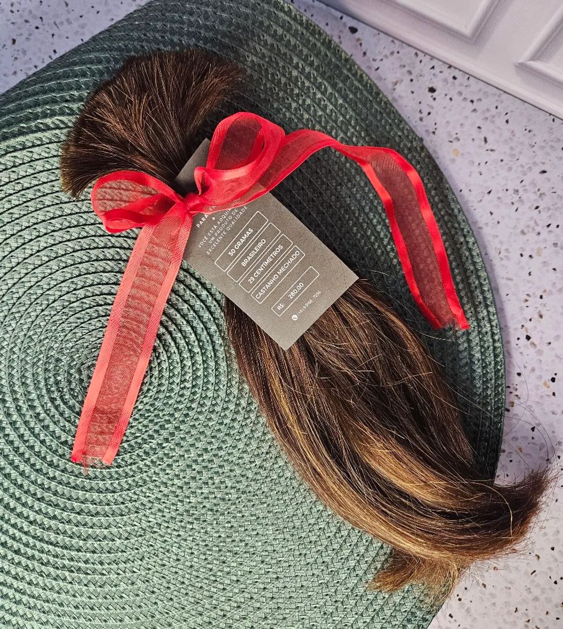 Cabelo 100% humano - Castanho Mechado - 50g