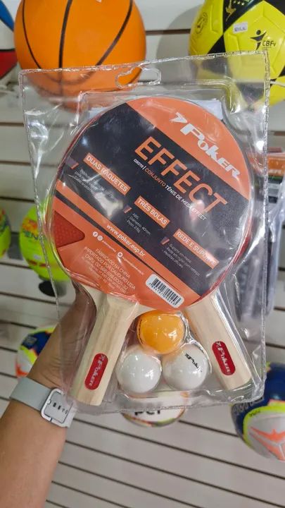 Jogo de Ping Pong Effect - 2 Raquetes, 3 Bolinhas e Rede