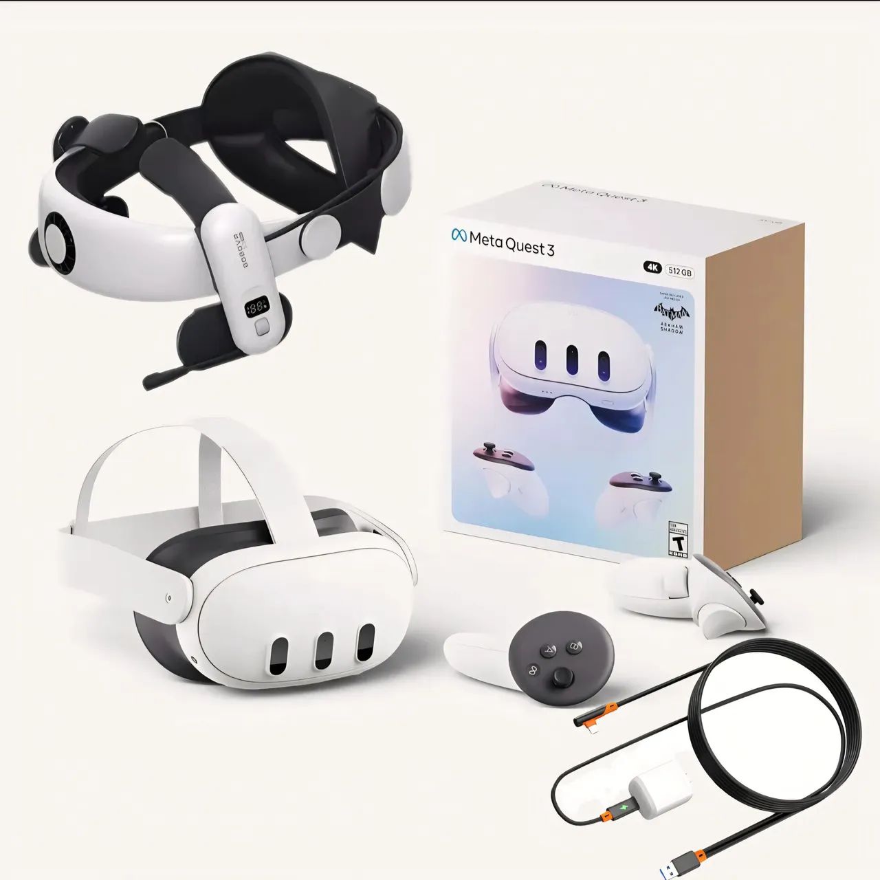  Quest 3 512GB×BOBOVR S3 Pro BoboVr S3 Pro Super C/ Bateria Head Strap para Quest 3 e 3S