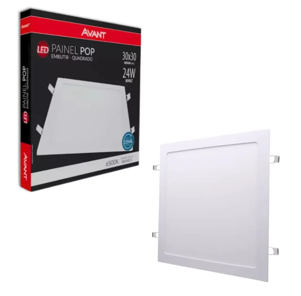 Painel Plafon 24w Quadrado Embutir 30x30cm Branco Frio Avant (Lâmpada) em Perfeito Estado
