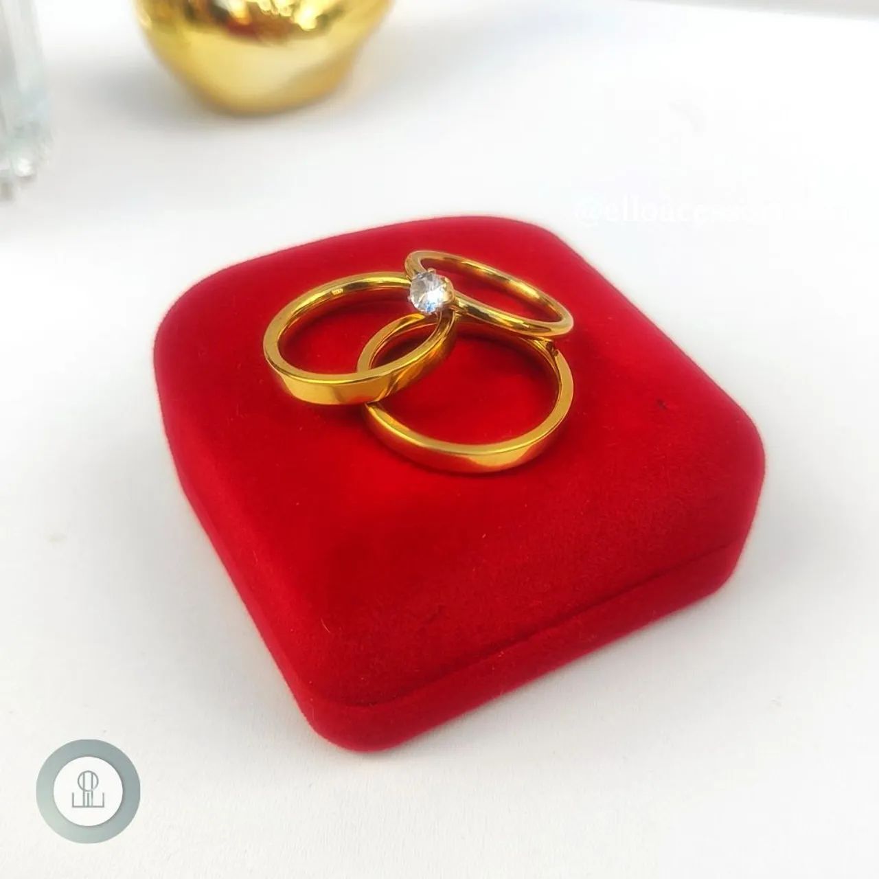 Alianças Retas banhadas a ouro com 3mm - Foto 3