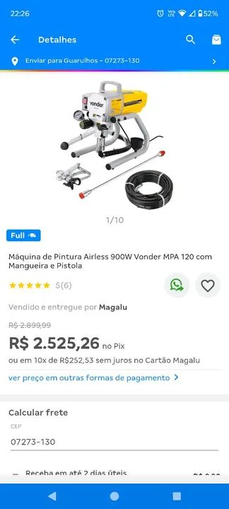 Máquina de Pintura Airless 900W Vonder MPA 120 com Mangueira e Pistola