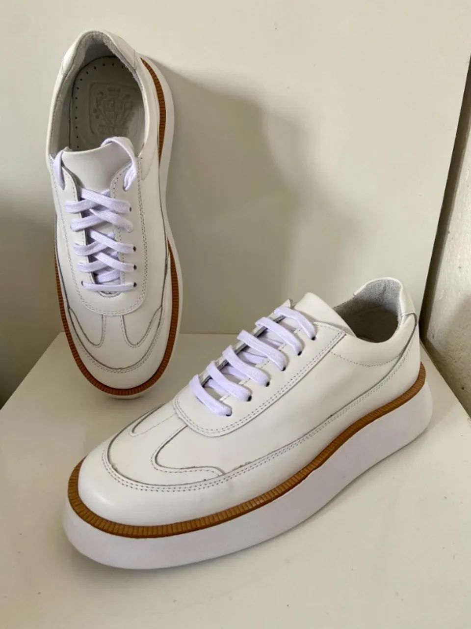 Sapatênis em Couro, N38 Branco, masculino