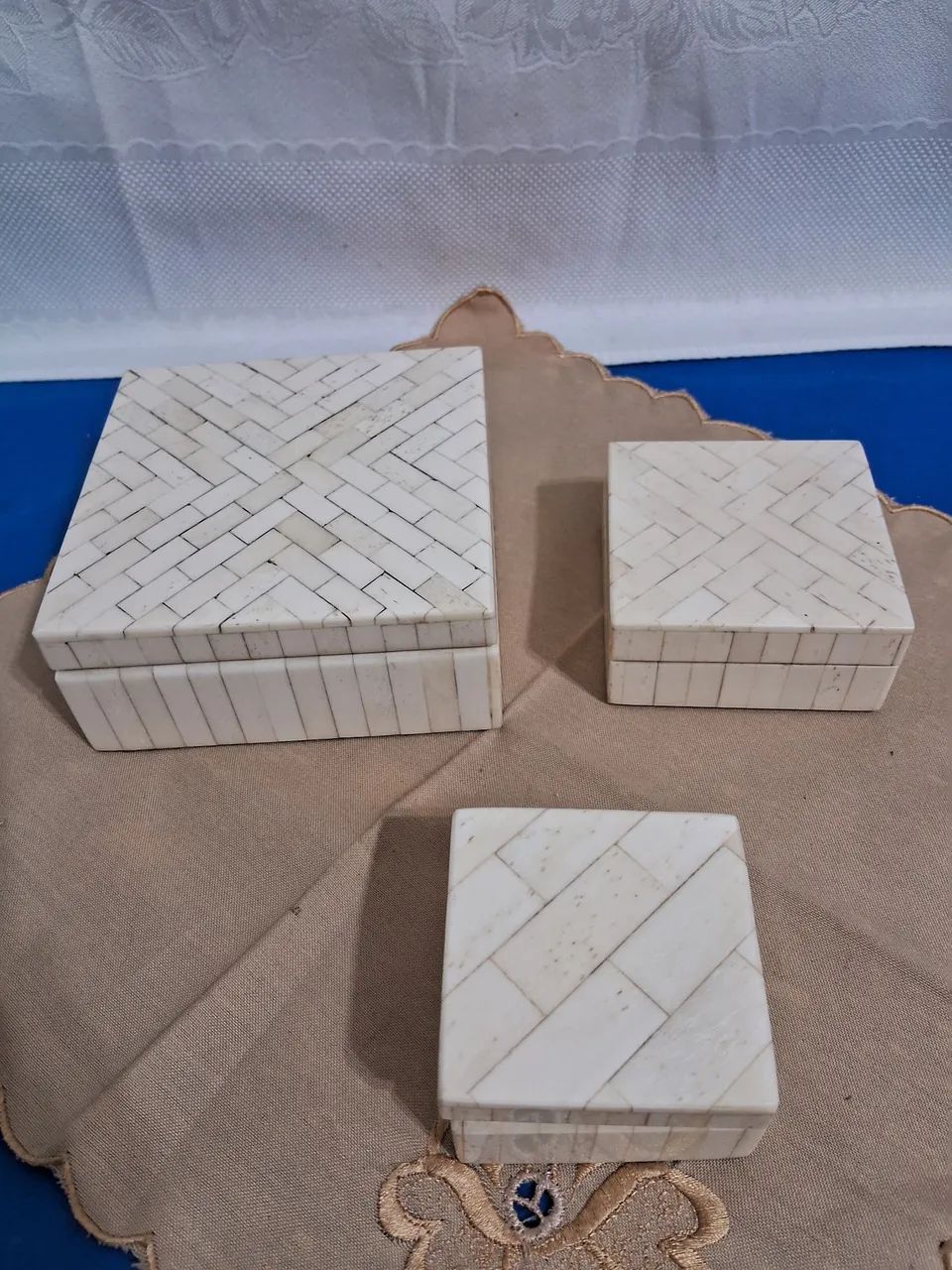 Conjunto de Caixas Antigas em Osso - Artesanato Fino e Raro - Foto 4