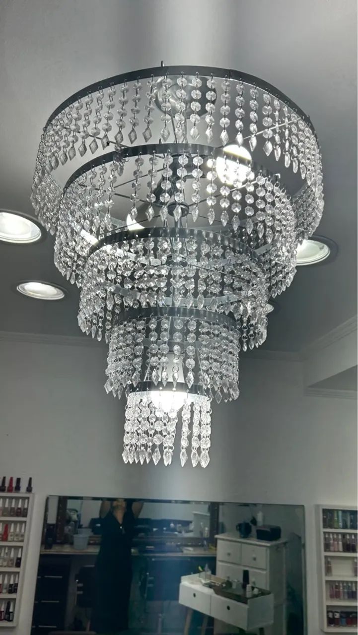 Lustre de cristal acrílico prateado - Foto 3