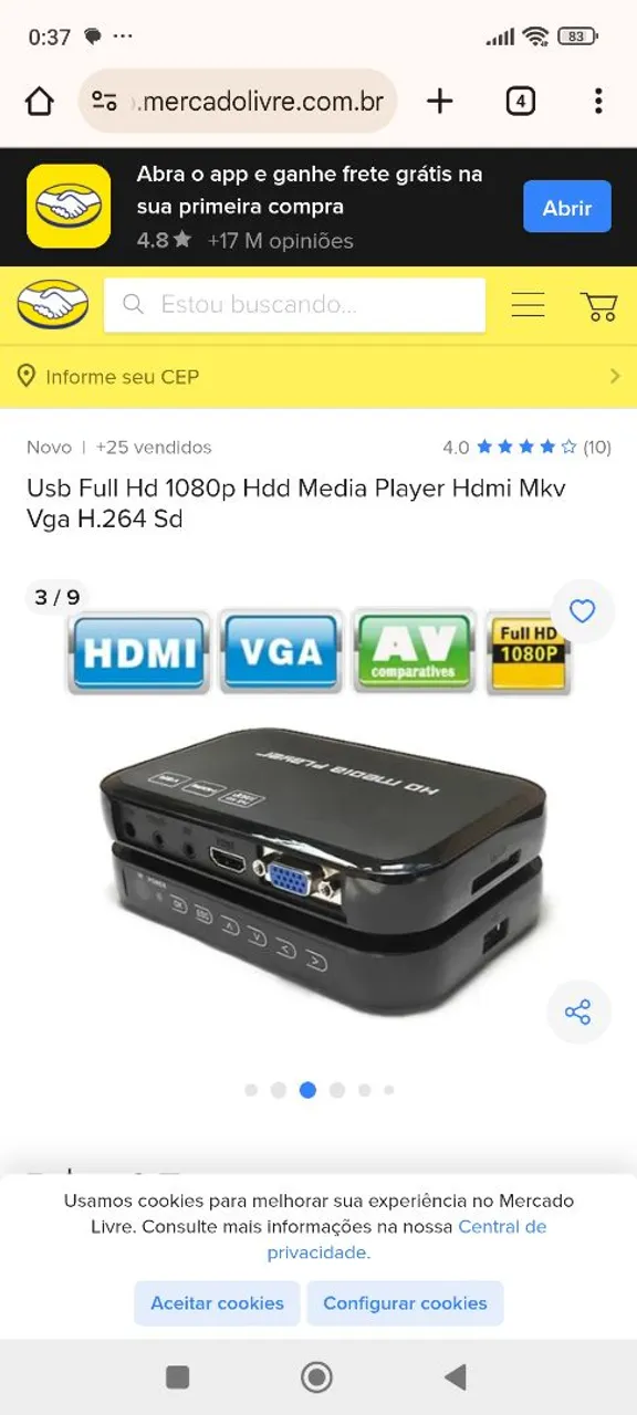Media Player USB Full HD 1080p HDMI/VGA