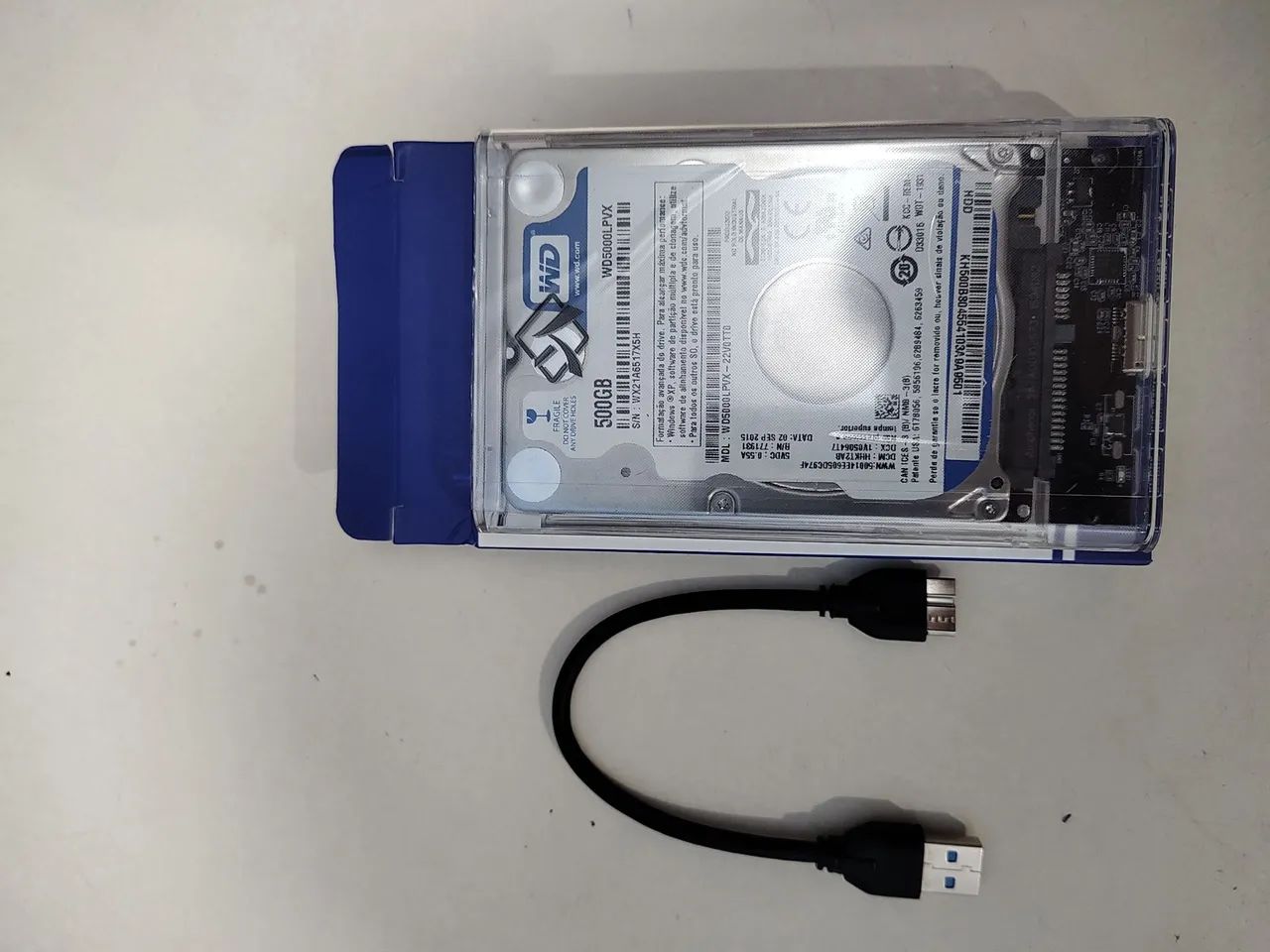 HD externo WD 500 GB+ Cabo USB 3.0 + Case Transparente - Foto 3