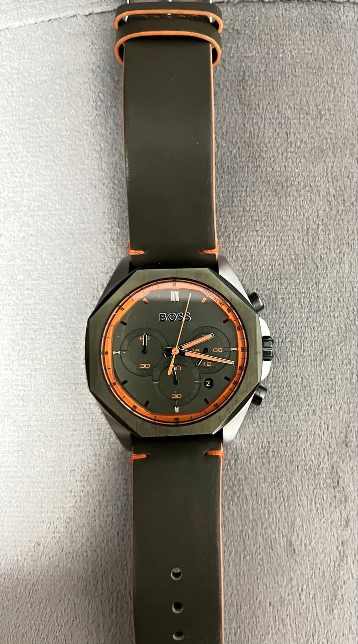 Relógio Hugo Boss 1514018 Masculino Couro Verde Original