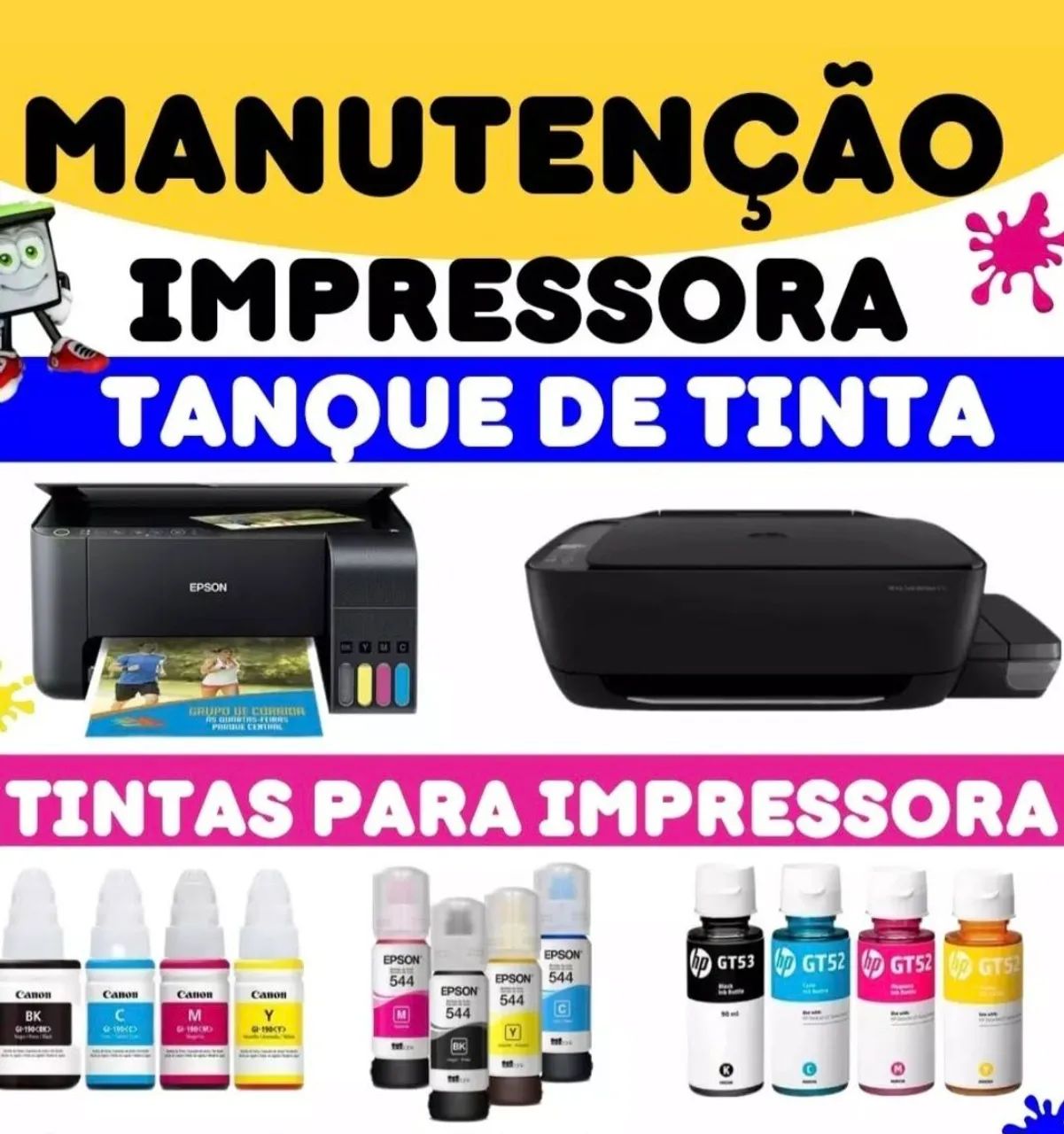 Tintas e manutenção em impressoras 