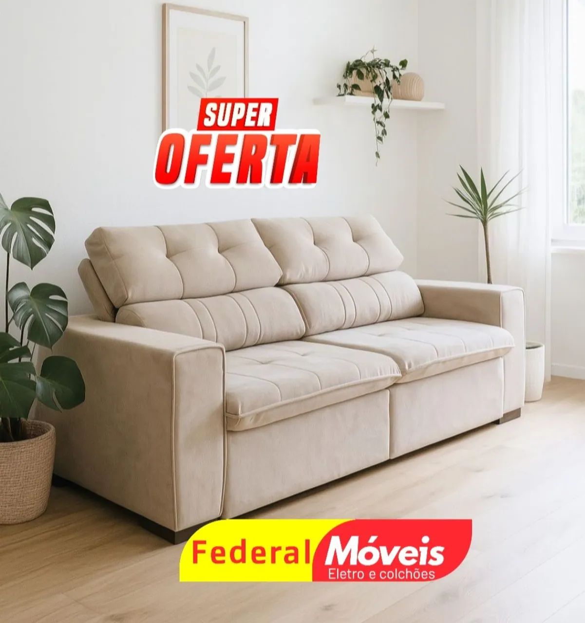 Sofá Retrátil 2 Lugares 2,30m - Acabamento impecável e maciez única!