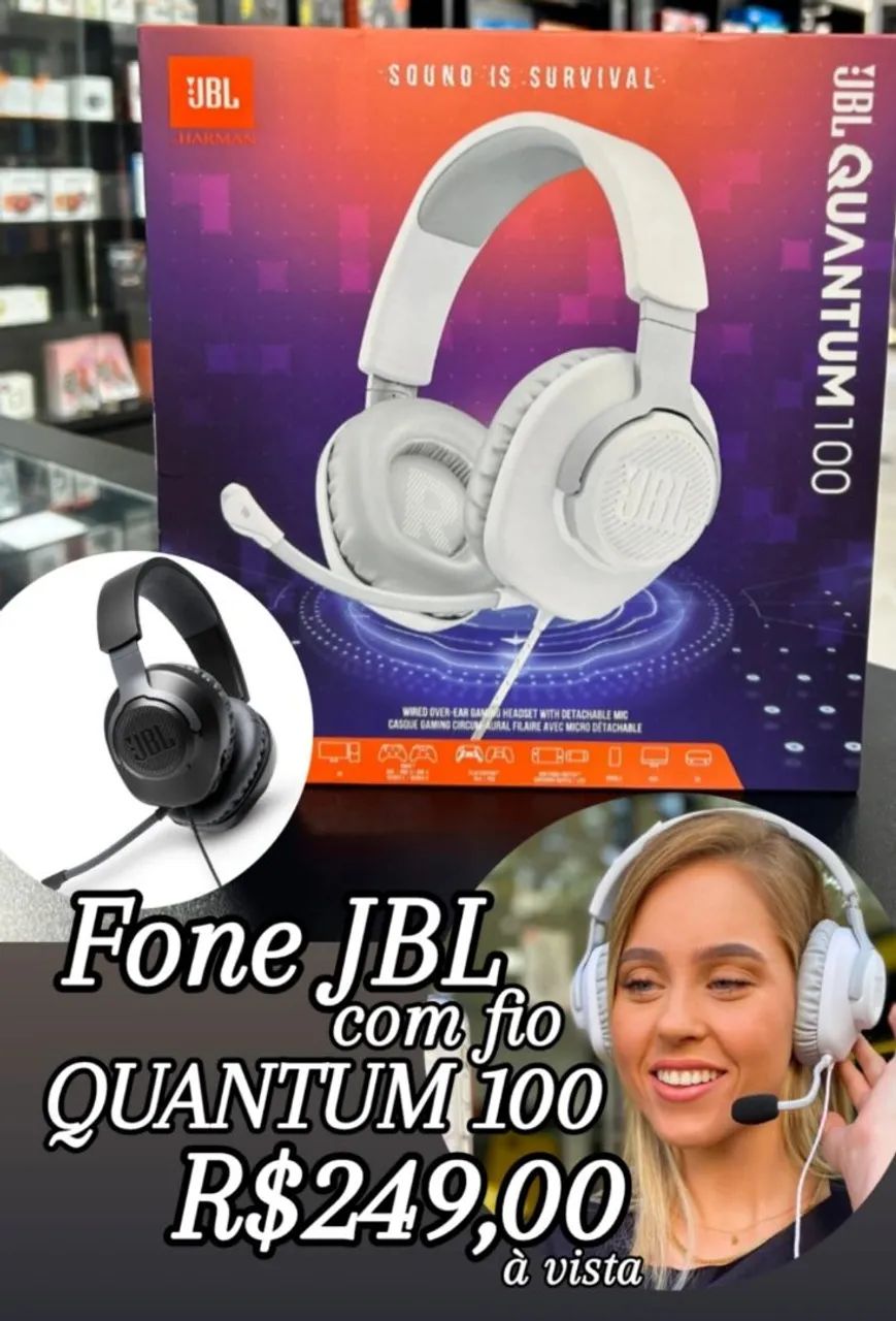 Fone JBL Quantum 100 com fio - Novo